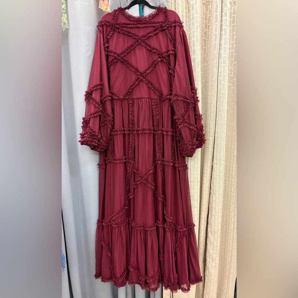 JessaKae Burgundy Long Sleeve Dress